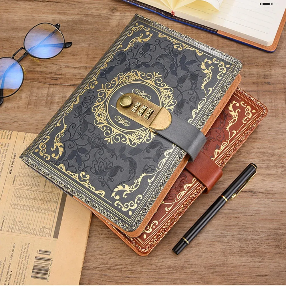 1pc A5 Retro Code Book With Lock Thickened Secret Diary Creative, journal intime  Hand Ledger Student Note Stationery Notebook