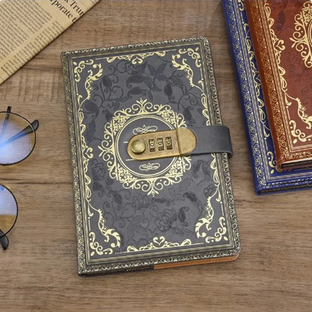 1pc A5 Retro Code Book With Lock Thickened Secret Diary Creative, journal intime  Hand Ledger Student Note Stationery Notebook