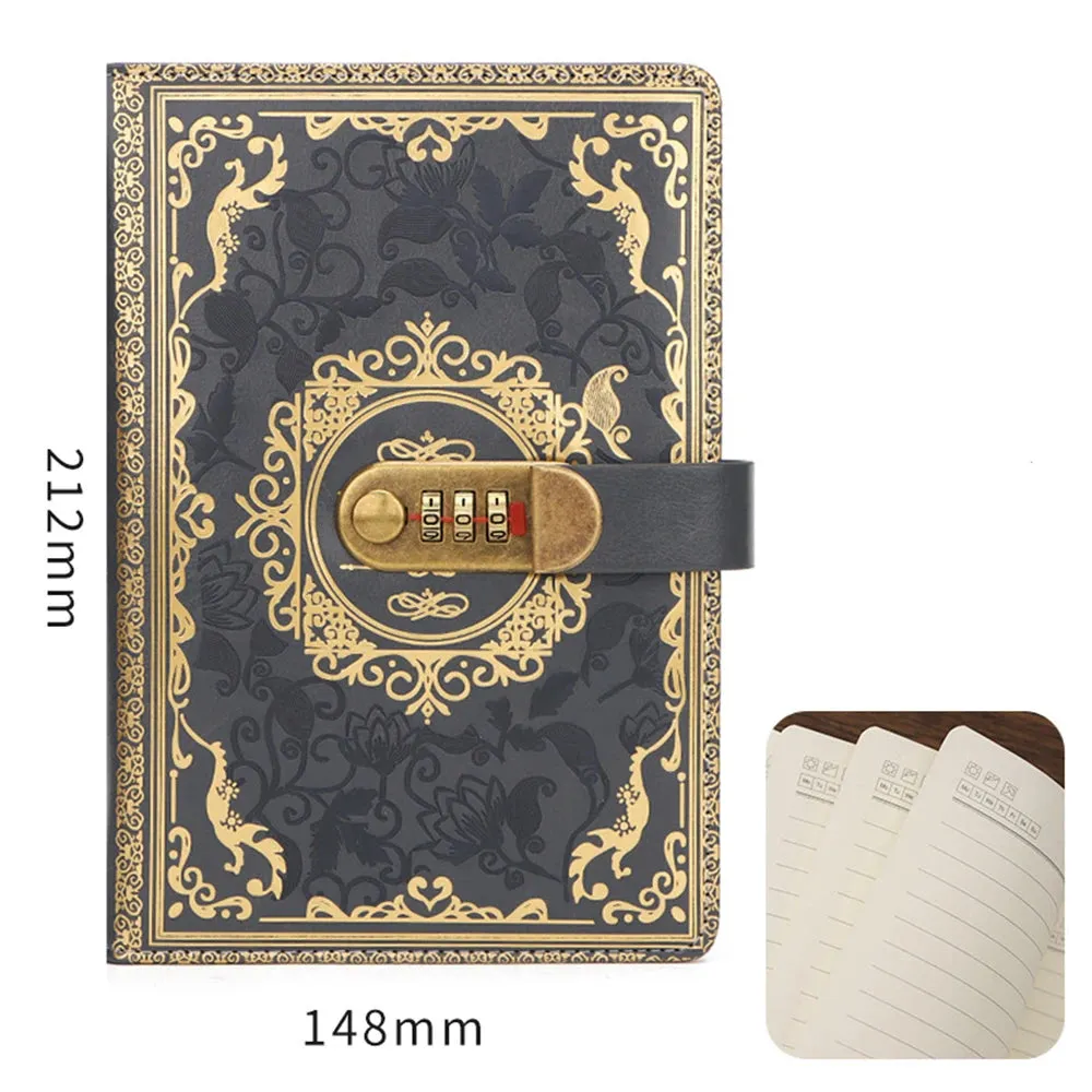 1pc A5 Retro Code Book With Lock Thickened Secret Diary Creative, journal intime  Hand Ledger Student Note Stationery Notebook