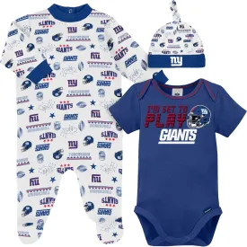 3-Piece Baby Boys New York Giants Bodysuit, Sleep 'N Play & Cap Set