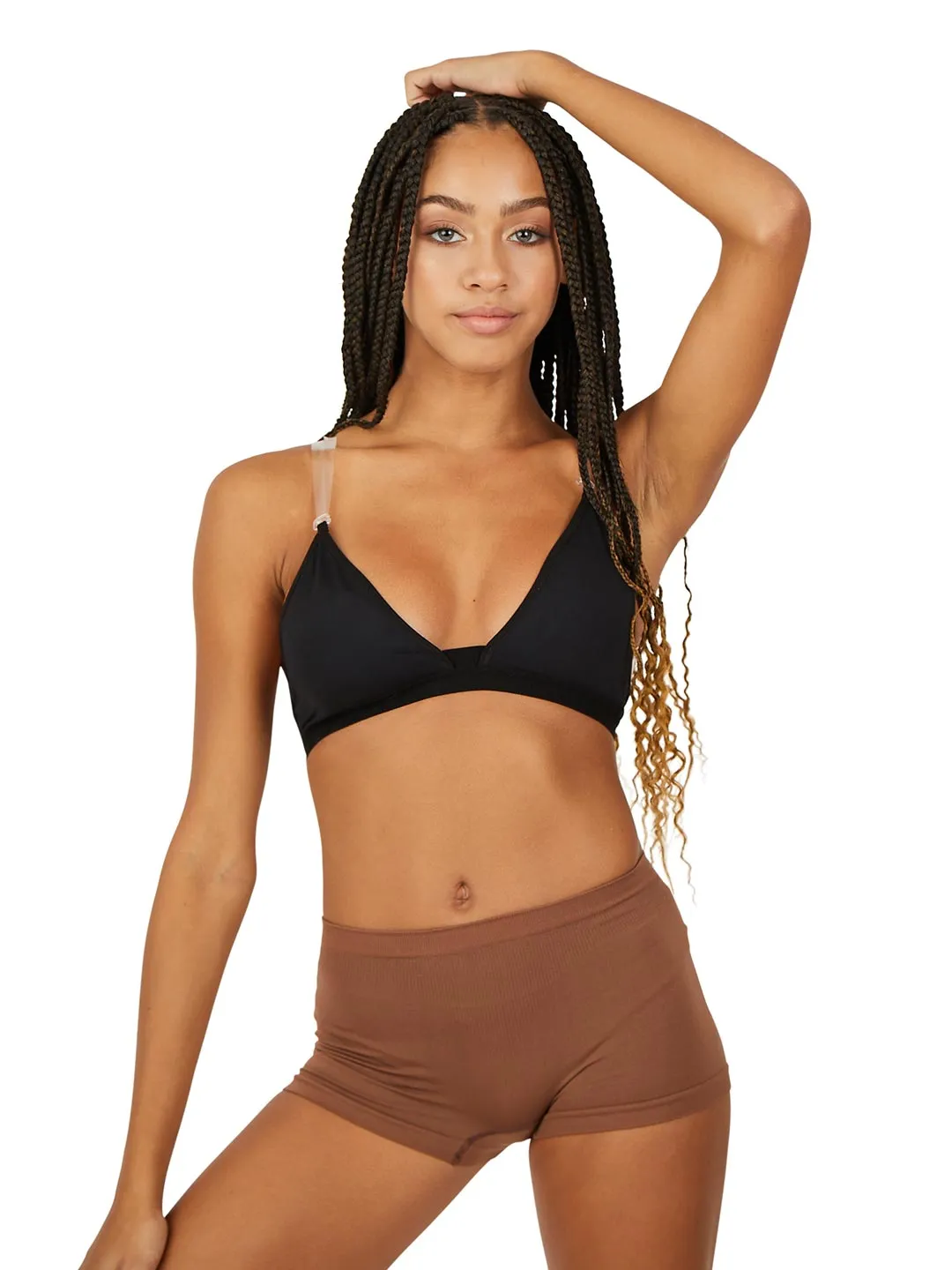 3777T Deep Neck Clear Back Bra