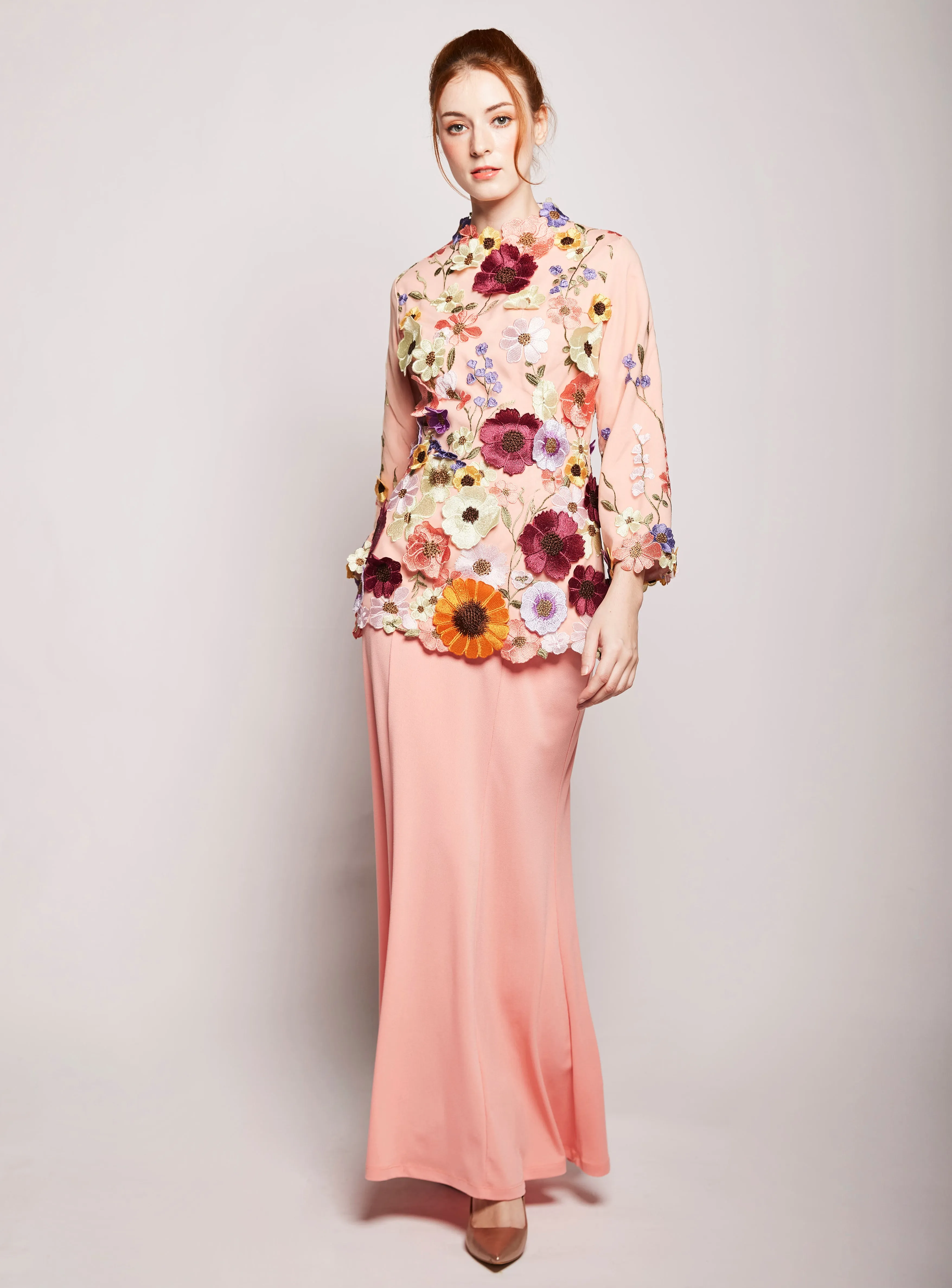 Aatiya Floral Embroidered Kurung