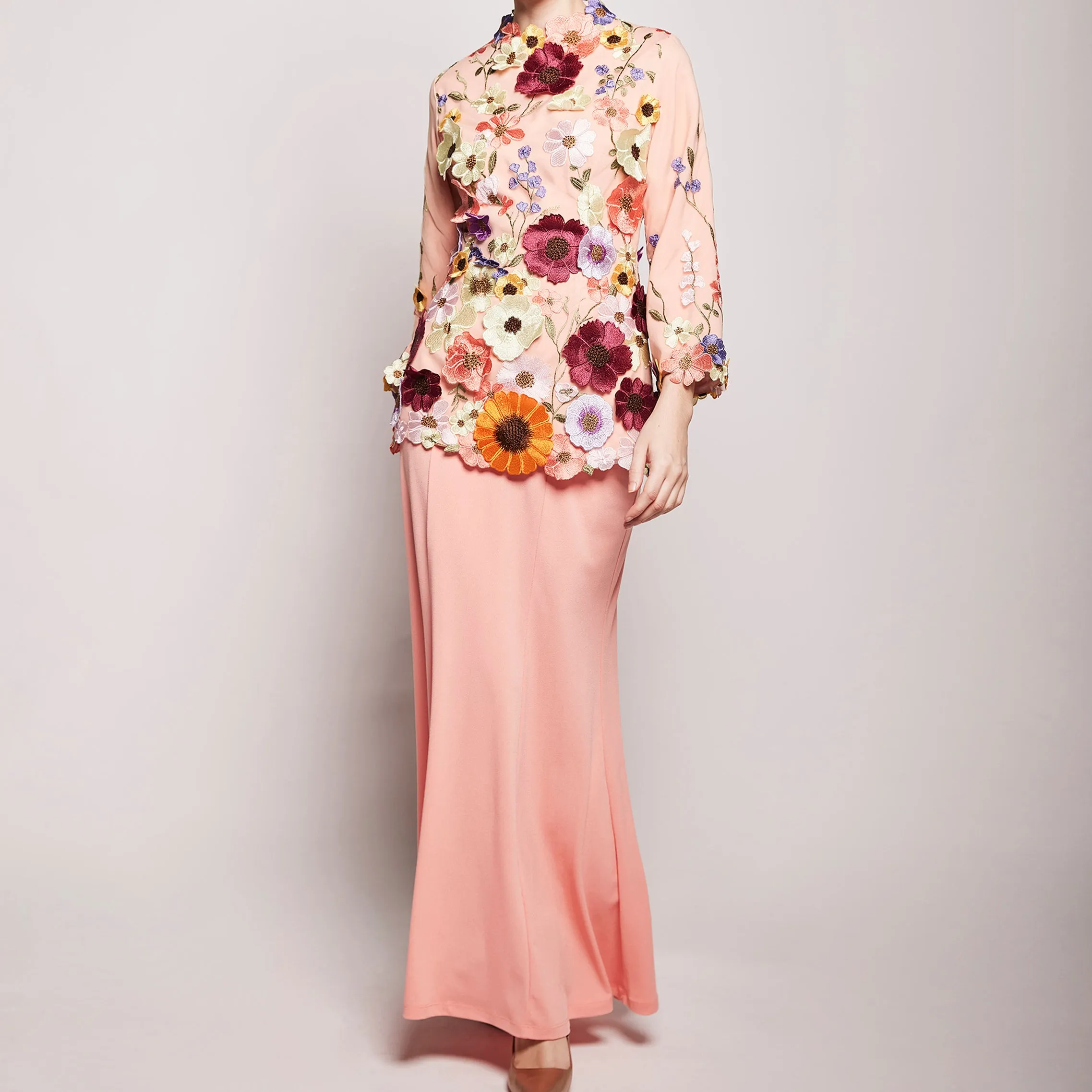 Aatiya Floral Embroidered Kurung