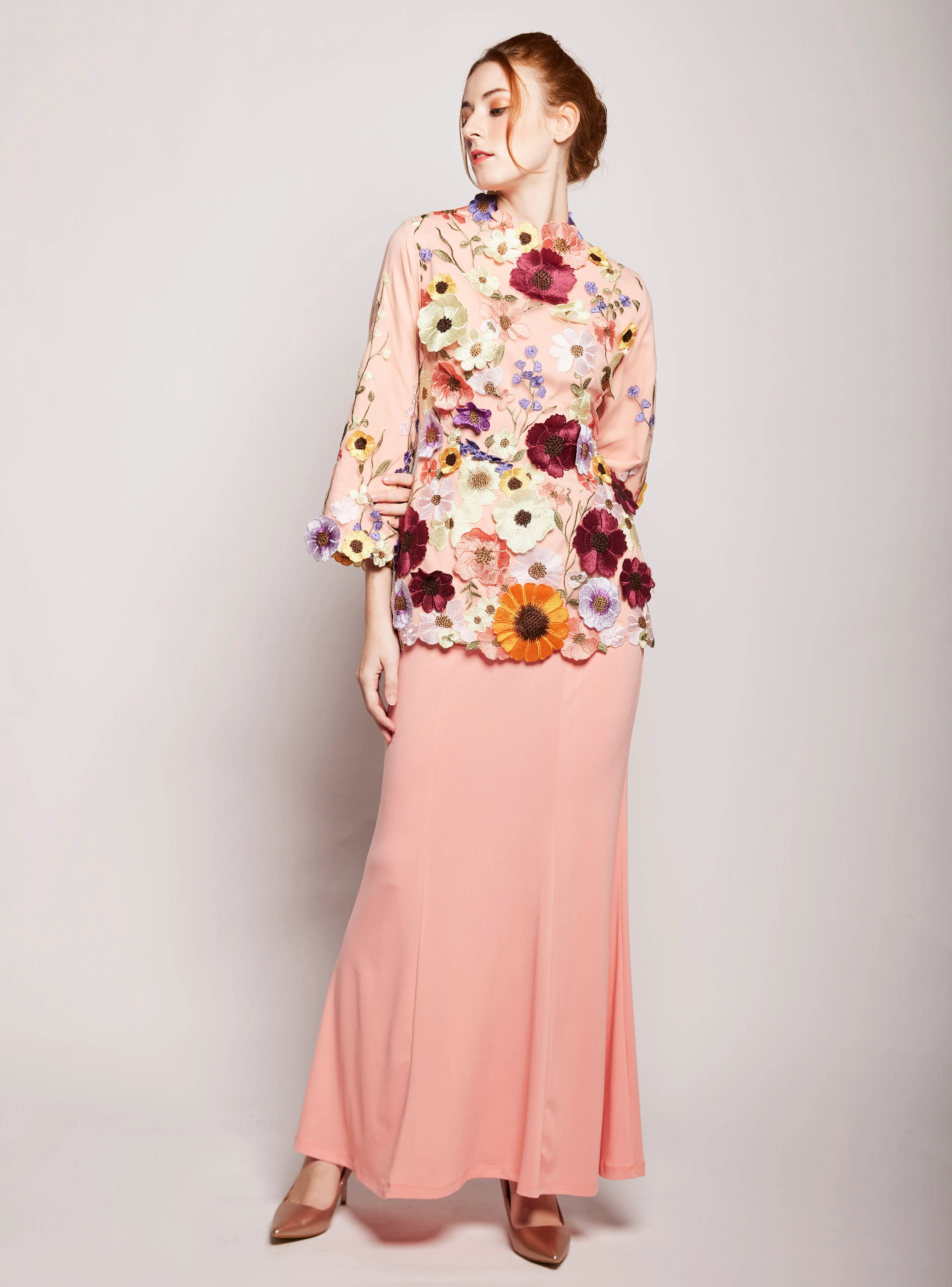 Aatiya Floral Embroidered Kurung