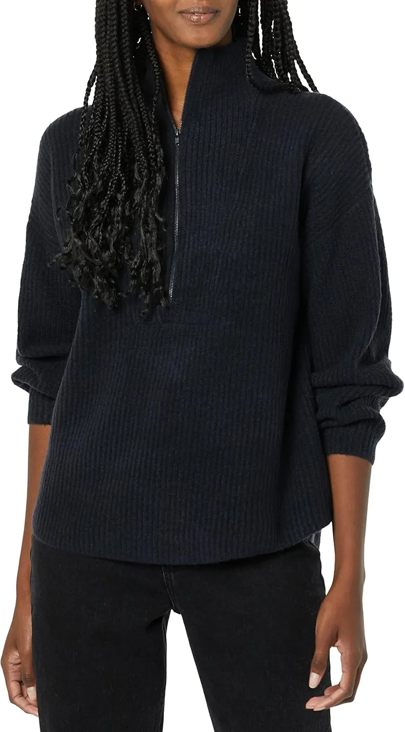 Amazon Essentials Women's Sweaters, Dressy Casual, Mid Gauge Stretch, Half Zip, Polo Collar