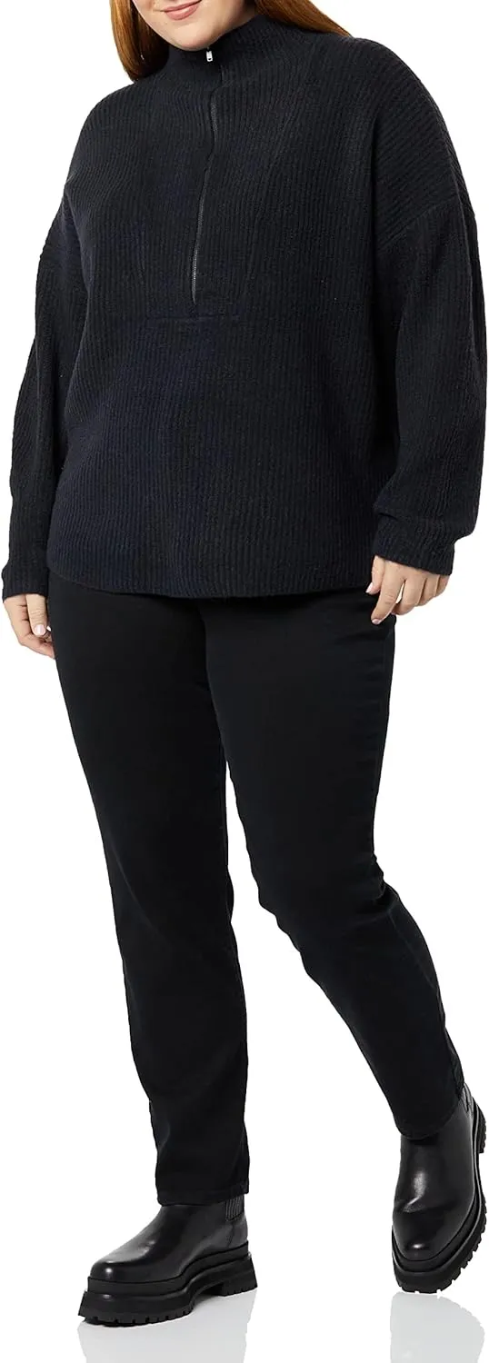 Amazon Essentials Women's Sweaters, Dressy Casual, Mid Gauge Stretch, Half Zip, Polo Collar