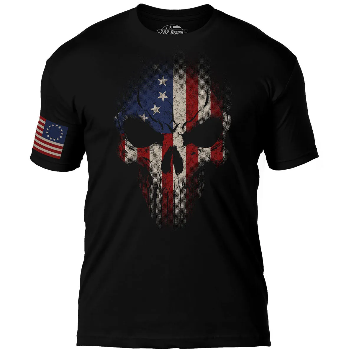 Betsy Ross Flag Skull 7.62 Design Premium Men's T-Shirt