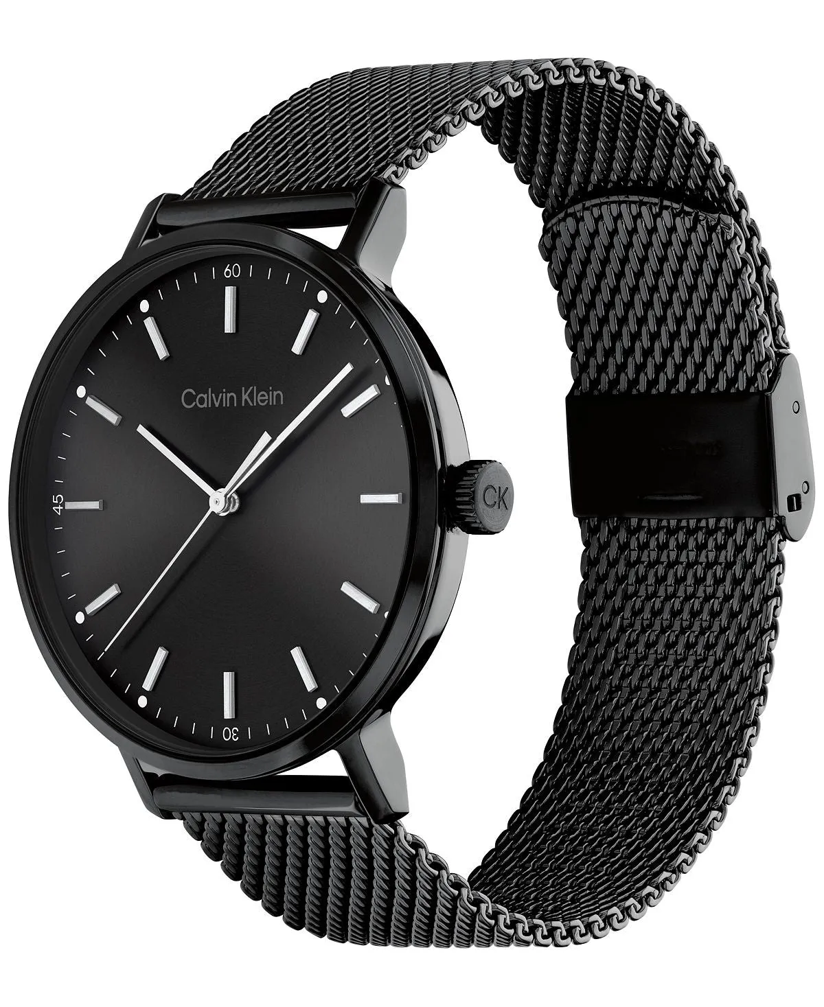 Black Stainless Steel Mesh Bracelet Watch 42mm Calvin Klein