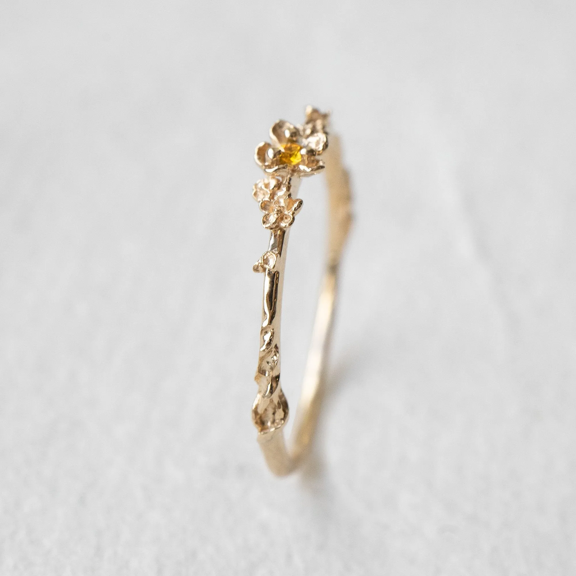 Blue-Green Sapphire Buttercup Ring