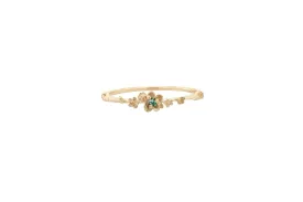 Blue-Green Sapphire Buttercup Ring