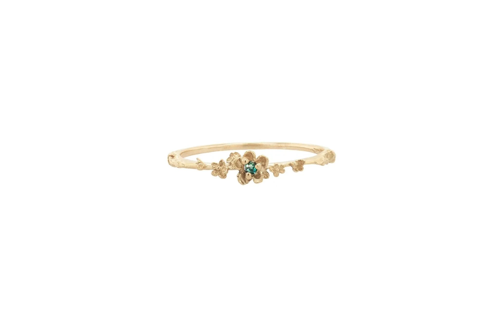 Blue-Green Sapphire Buttercup Ring
