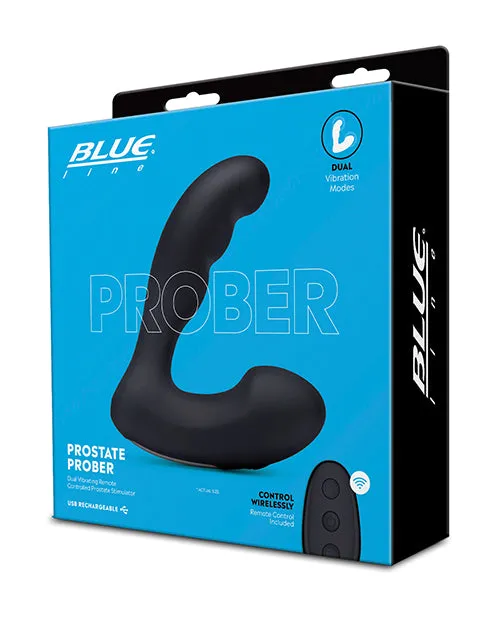 Blue Line Vibrating Prostate Prober w/ Remote - Black
