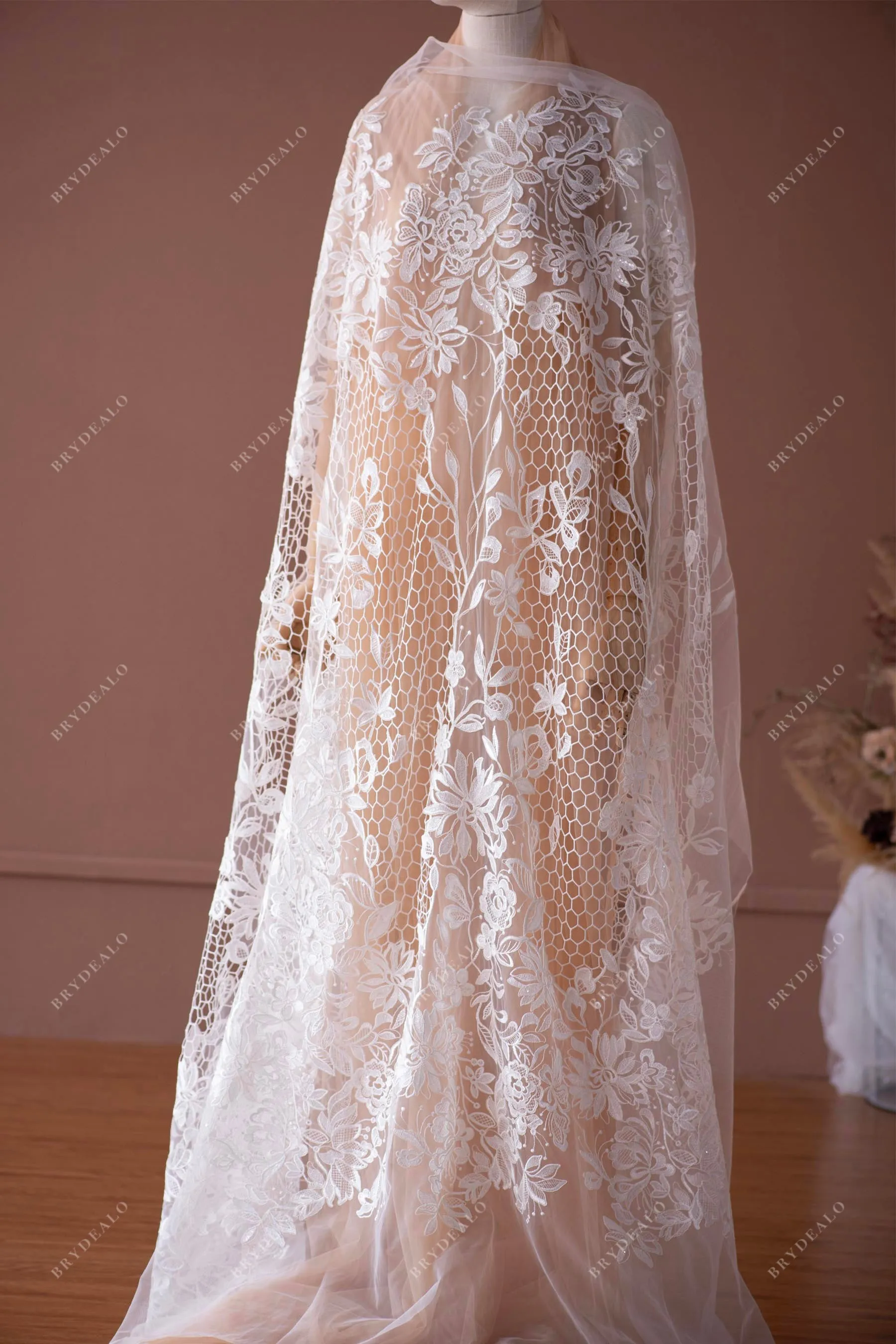 Boho Designer Floral Lace Fabric for Wholesale