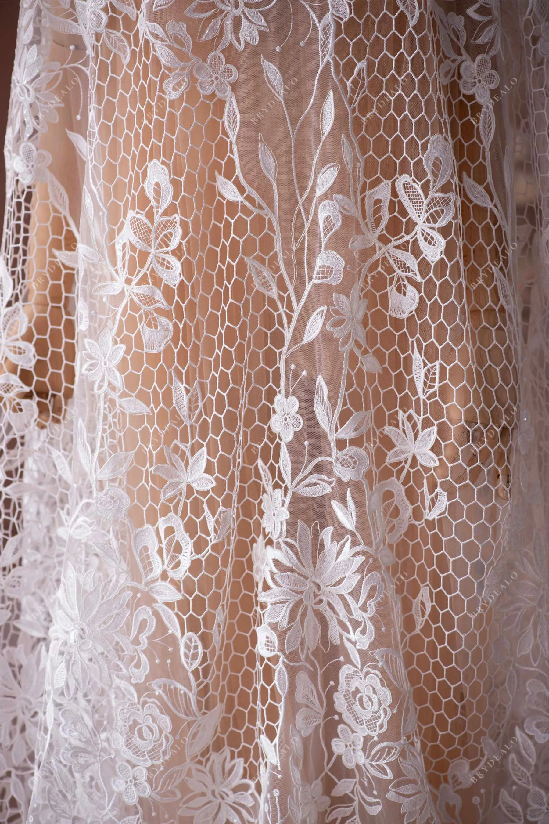 Boho Designer Floral Lace Fabric for Wholesale