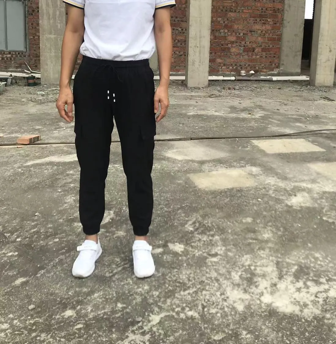 Boys Girls Joggers Cargo Pants with Zipper Pockets Elastic Waist School Casual Trousers