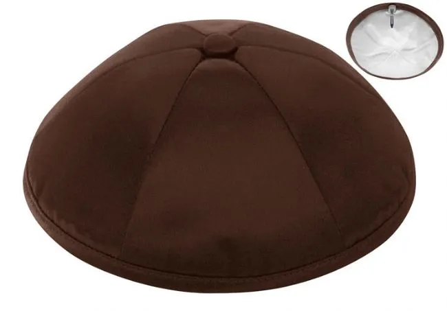 Brown Deluxe Satin Kippah - Per Piece