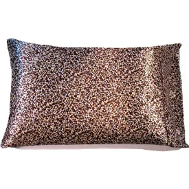 Brown, Gold and White Small Polka Dots Satin Pillowcase Design