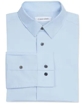 Calvin Klein Big Boy Solid Stretch Poplin Slim Fit Shirt