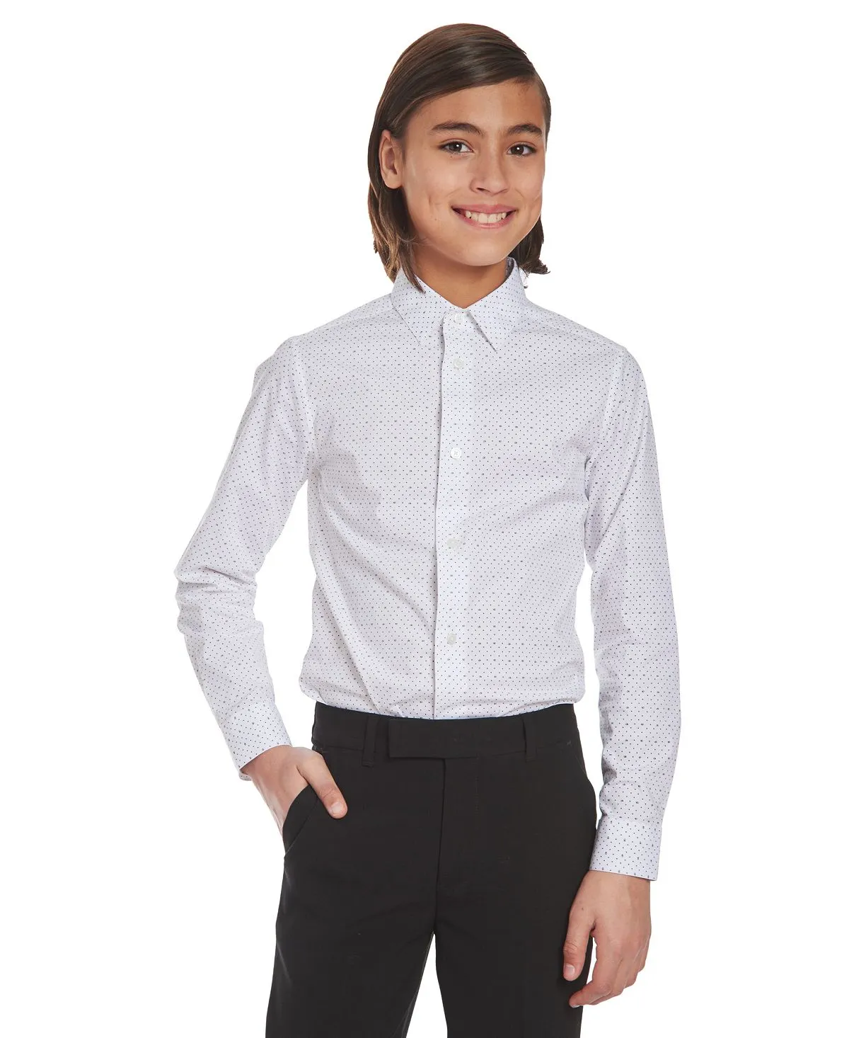 Calvin Klein Classic Polka Dot Logo Big Boys Slim Fit Shirt