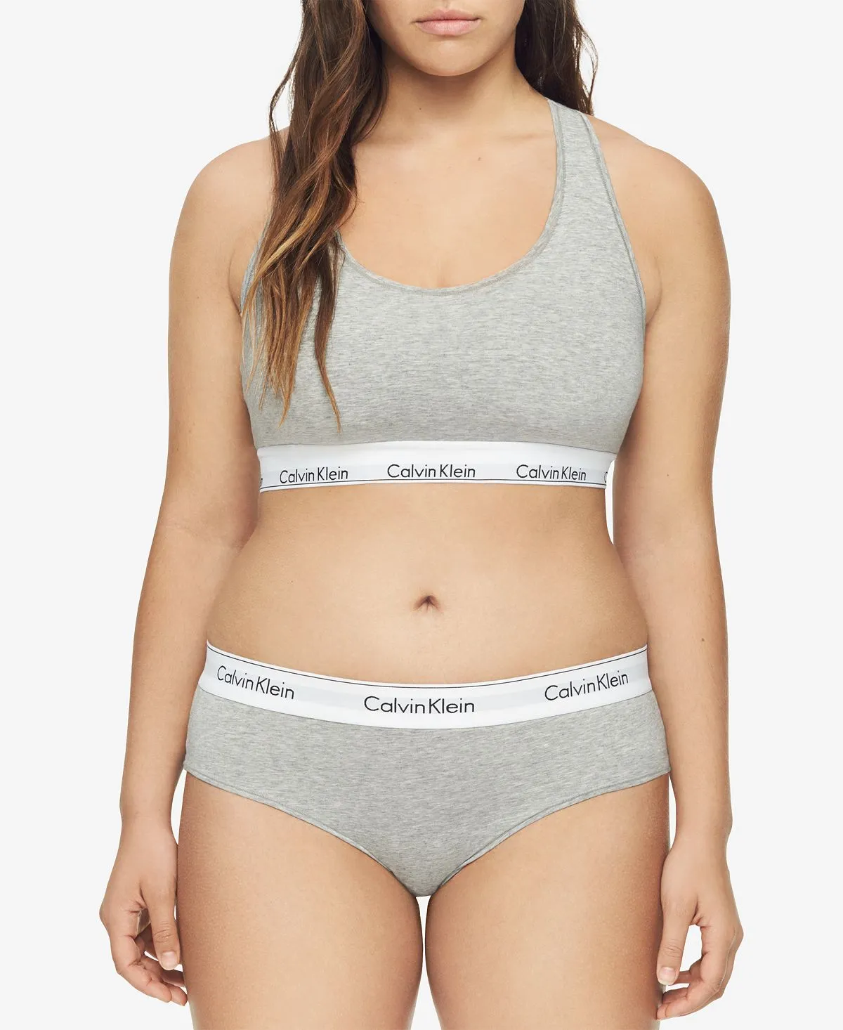 Calvin Klein Contemporary Plus Size Cotton Hipster Logo Lingerie QF5118 ,  grey