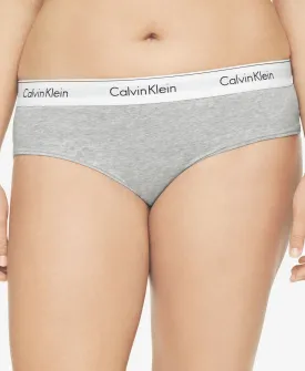 Calvin Klein Contemporary Plus Size Cotton Hipster Logo Lingerie QF5118 ,  grey