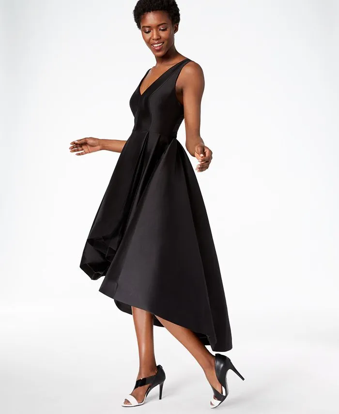 Calvin Klein High Low A-Line Dress, Black