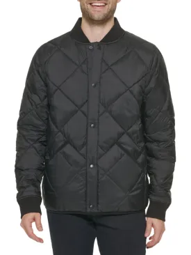 Calvin Klein Reversible Quilted Bomber Jacket with Snap Front, Black