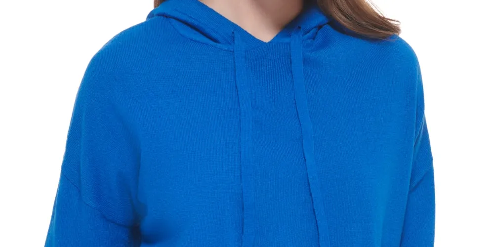 Calvin Klein Women's Hooded Bell Sleeve Top Blue Size Medium