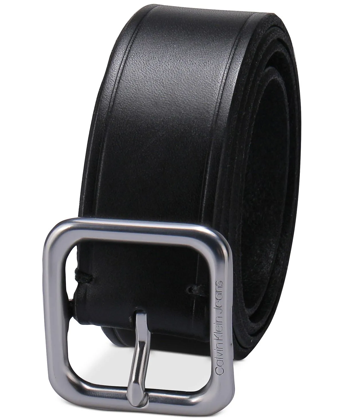 Calvin Klein Women's Leather Trouser Belt with Square Buckle, Black