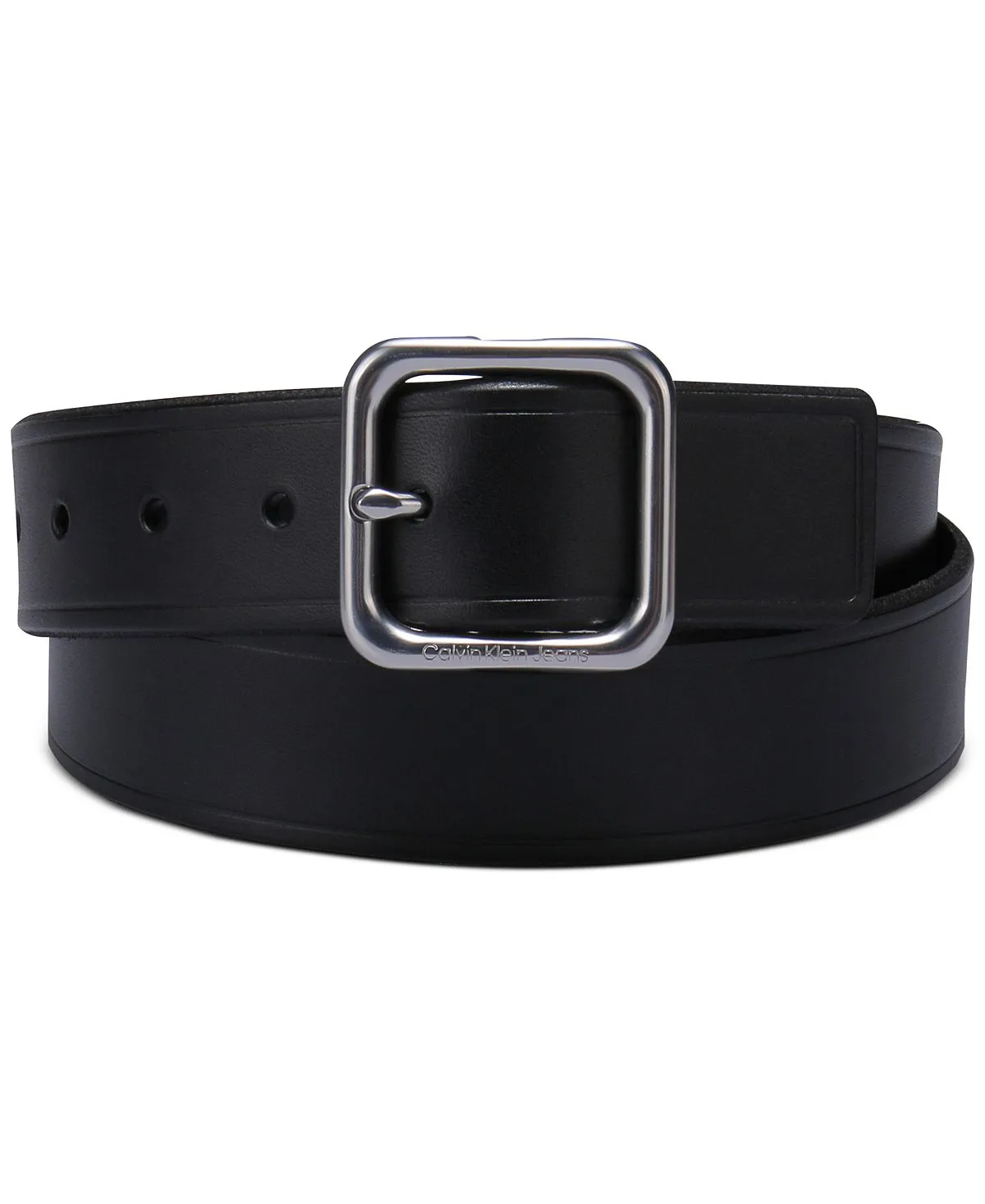 Calvin Klein Women's Leather Trouser Belt with Square Buckle, Black