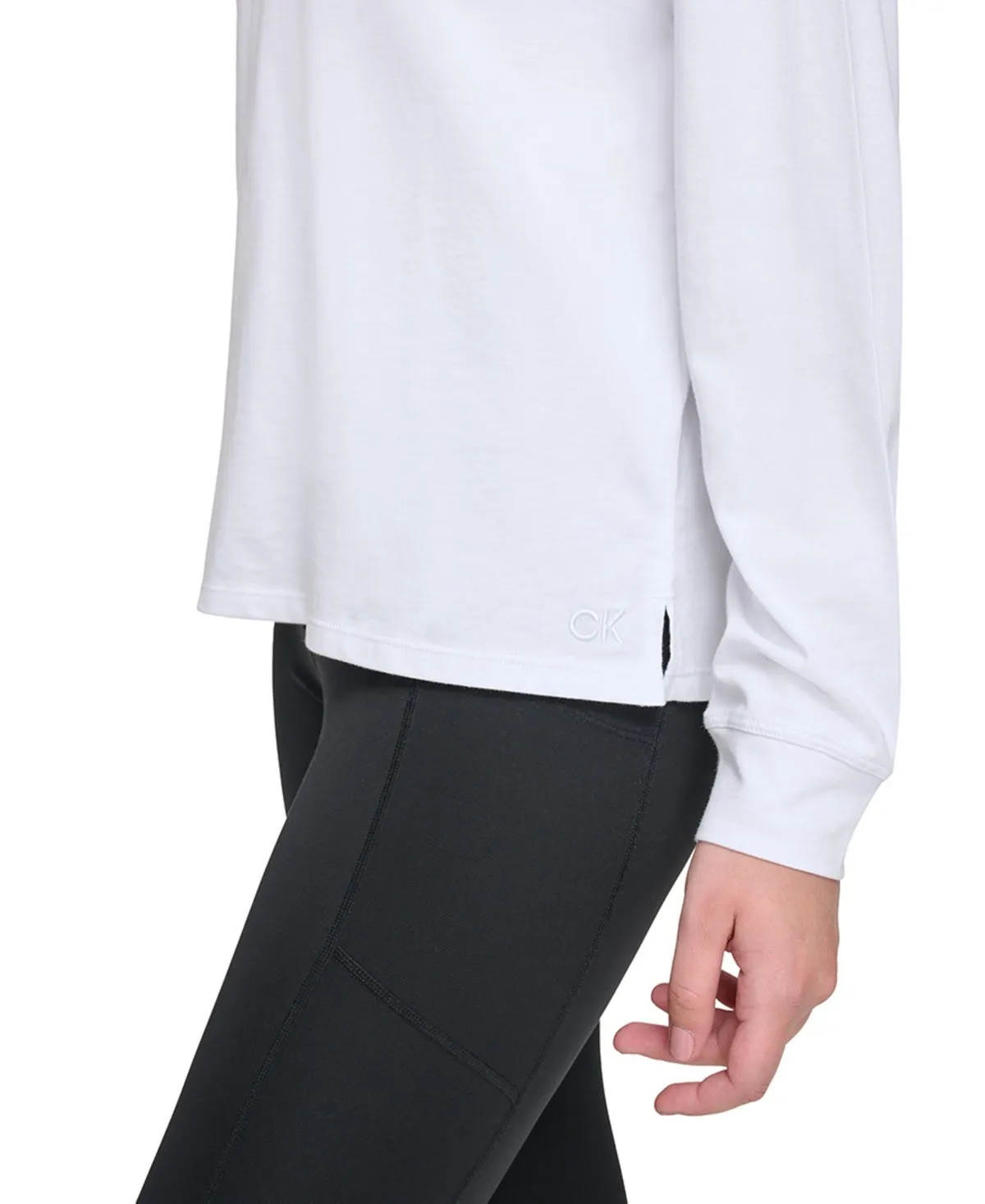 Calvin Klein Women's Long Sleeve Crew Neck T-Shirt, White