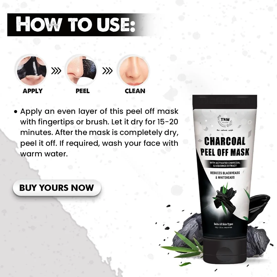 Charcoal Peel Off Mask for Blackheads and Removes Tan.