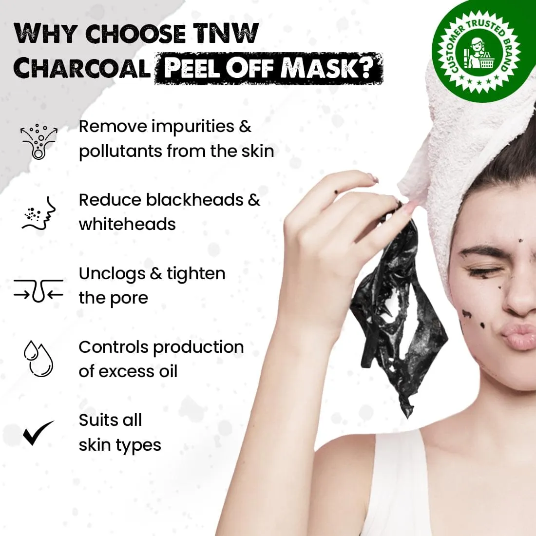 Charcoal Peel Off Mask for Blackheads and Removes Tan.