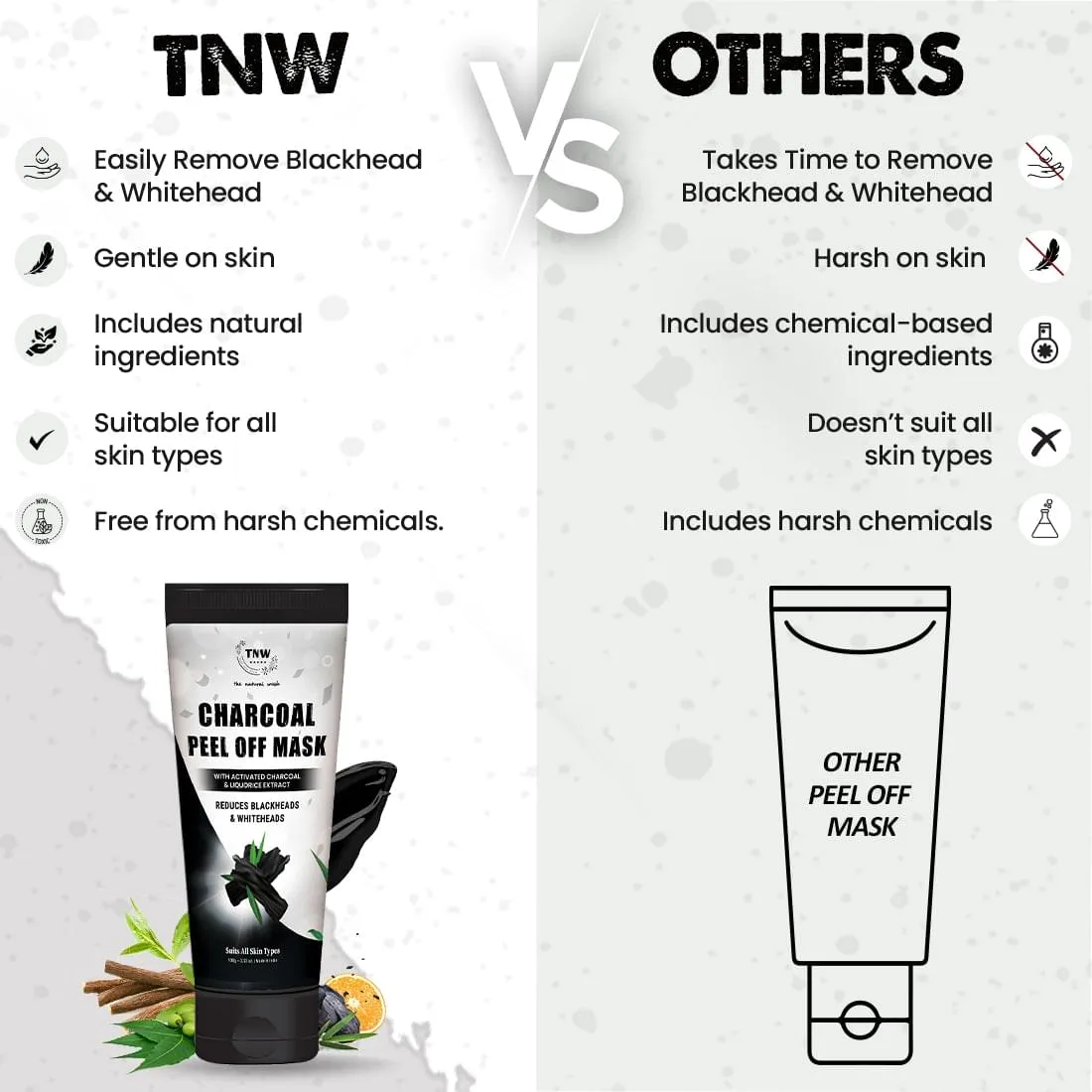 Charcoal Peel Off Mask for Blackheads and Removes Tan.
