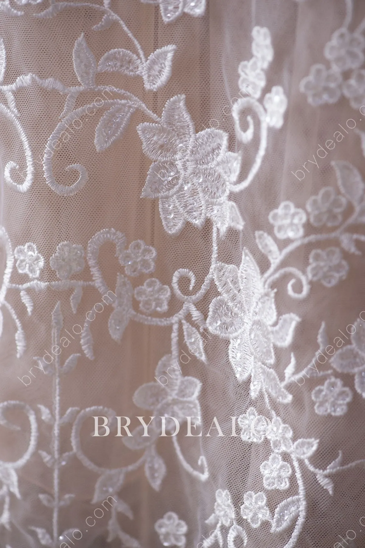 Classy Sequined Flower Bridal Lace Fabric