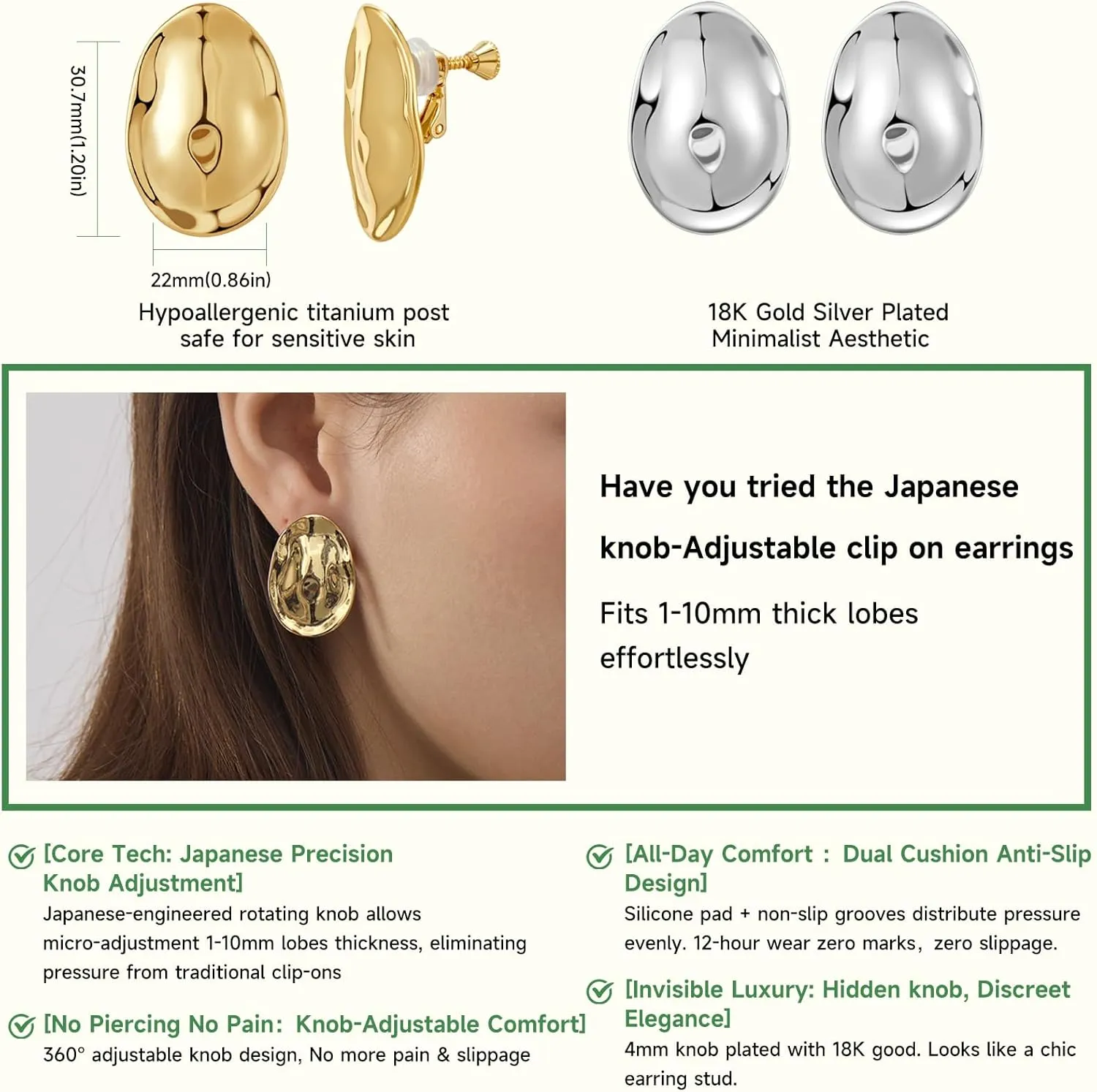 Clip on Earrings Women Gold Clip on Earrings for Women Chunky Gold Hoop teardrop Clip Earrings for Designer Minimalist Luxury Trendy Earrings 2025