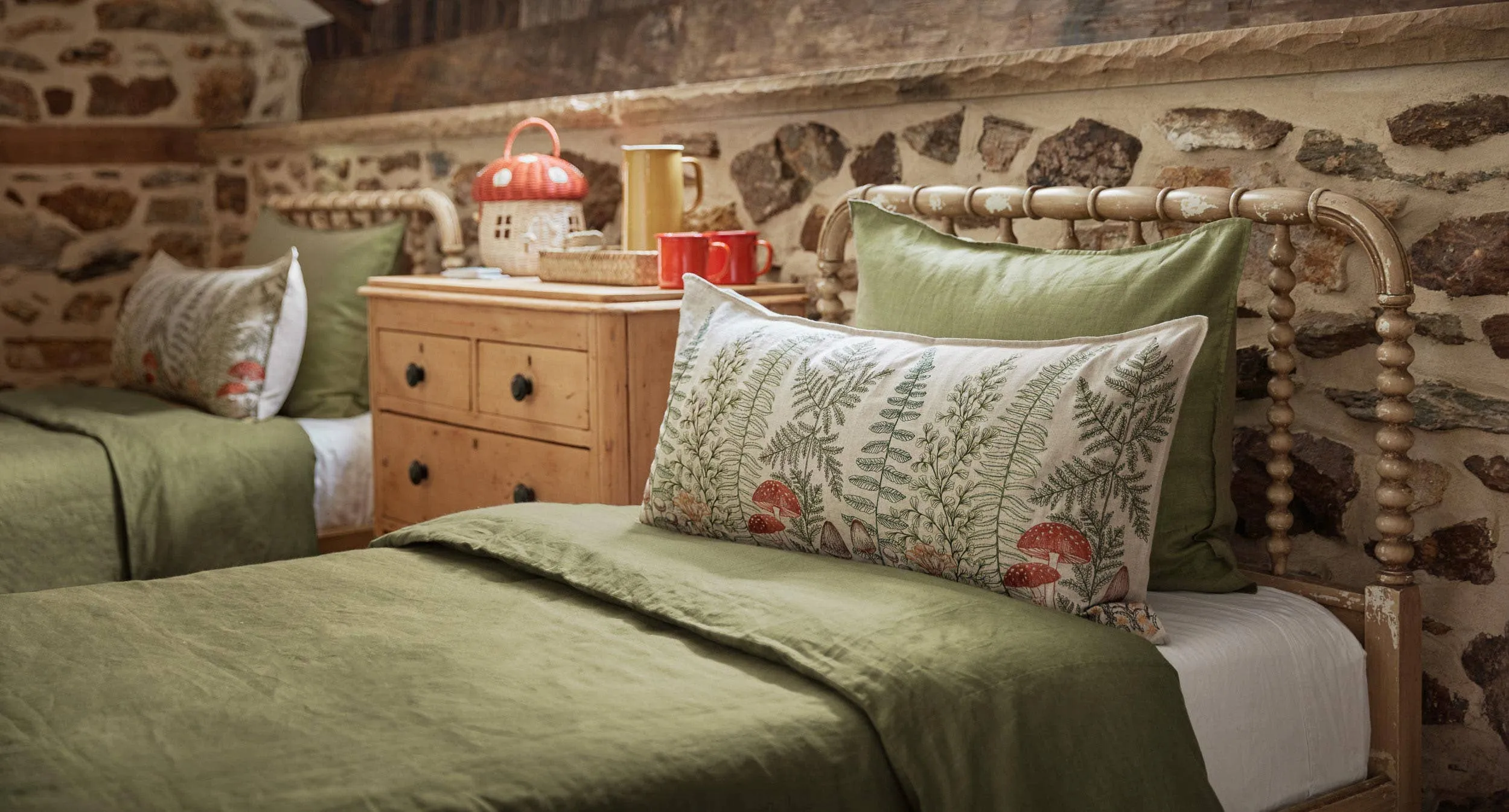 Coral & Tusk - Mushrooms and Ferns Lumbar Pillow