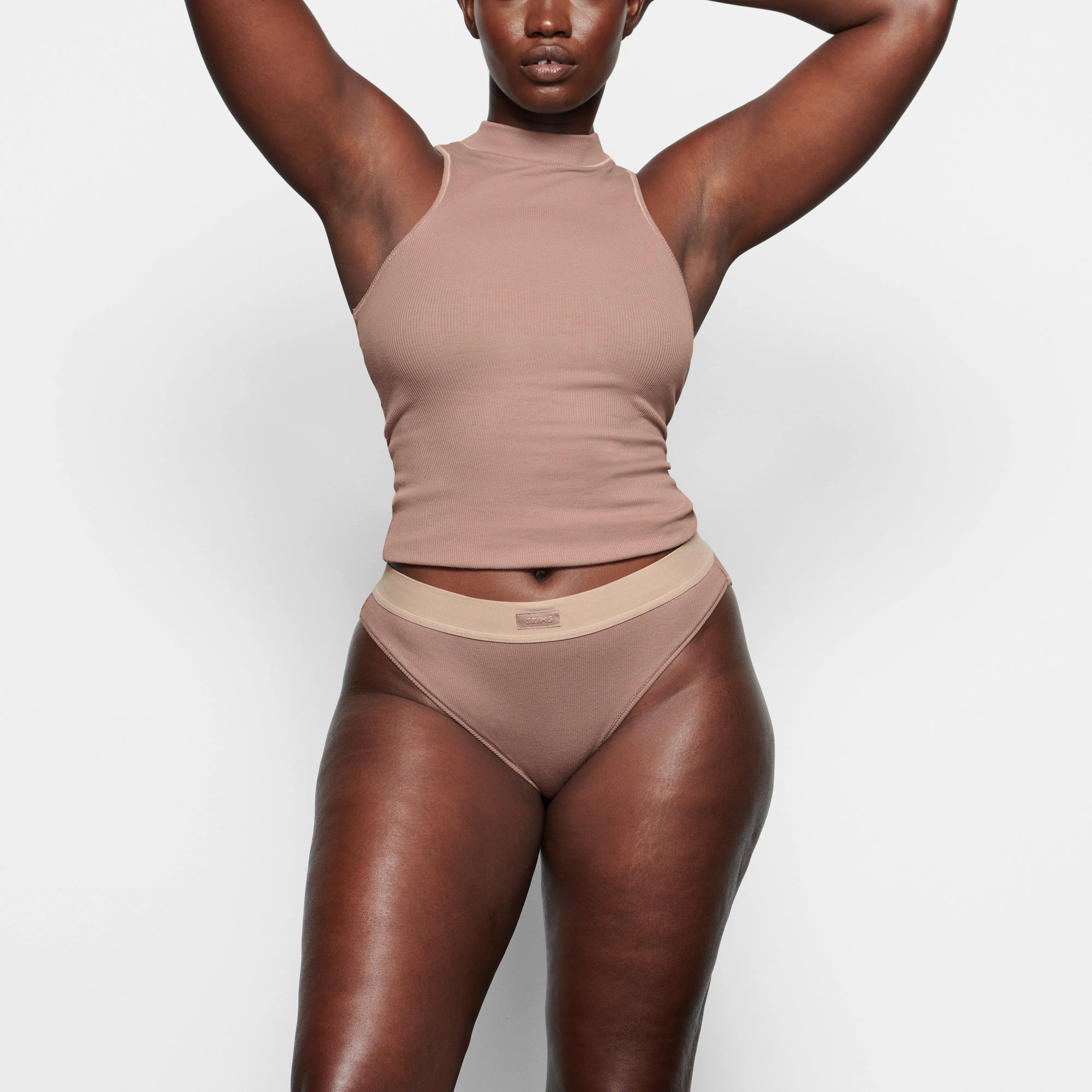 COTTON RIB MID RISE BRIEF | UMBER