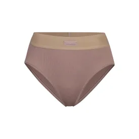 COTTON RIB MID RISE BRIEF | UMBER