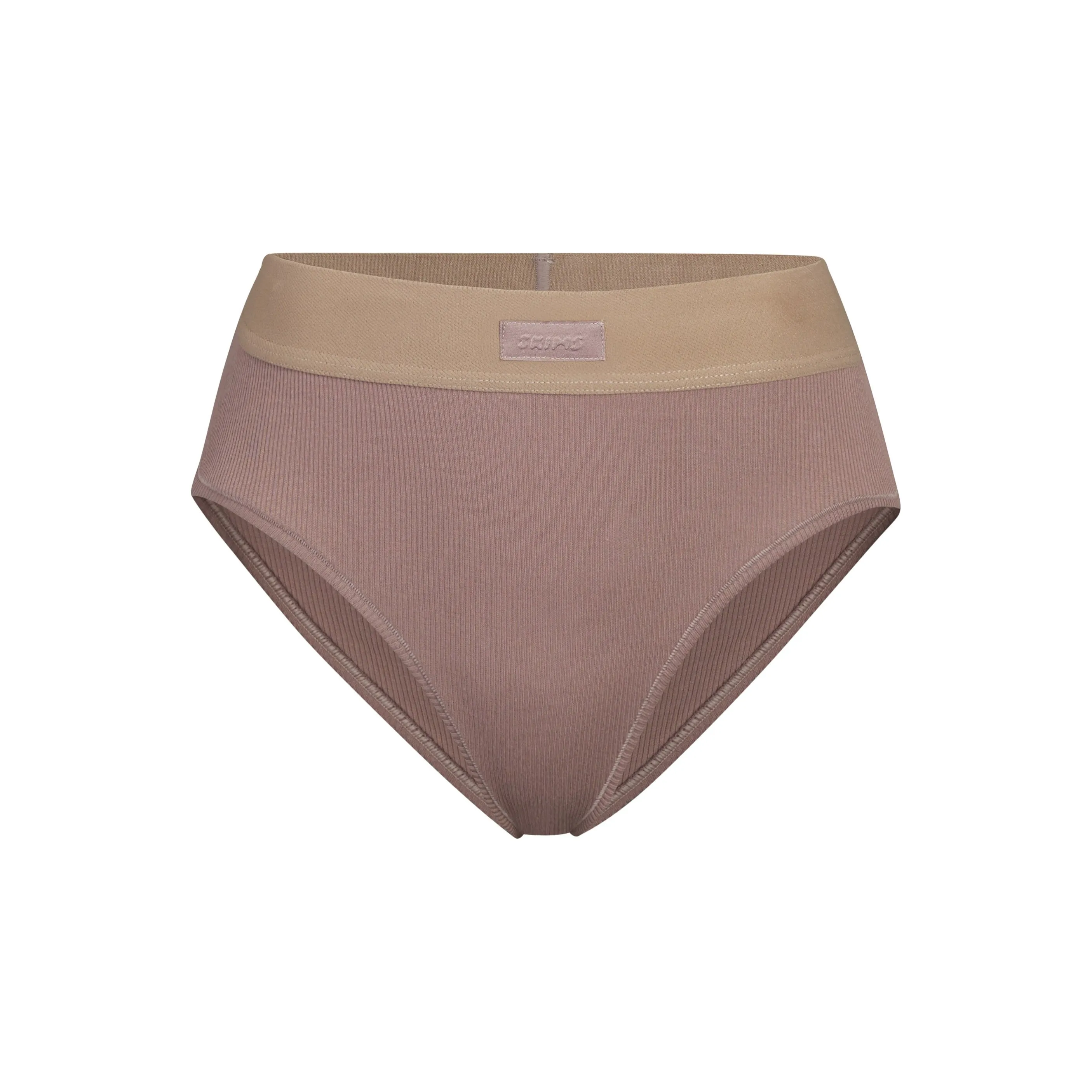 COTTON RIB MID RISE BRIEF | UMBER