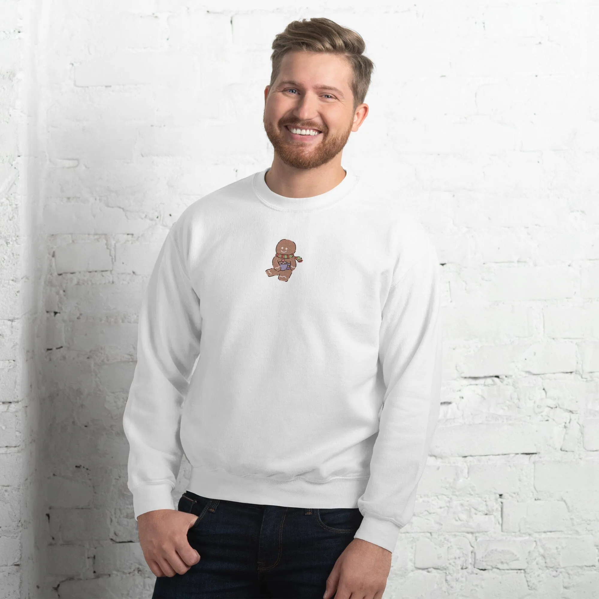 Cozy Christmas Gingerbread | Embroidered Unisex Sweatshirt | Cozy Christmas
