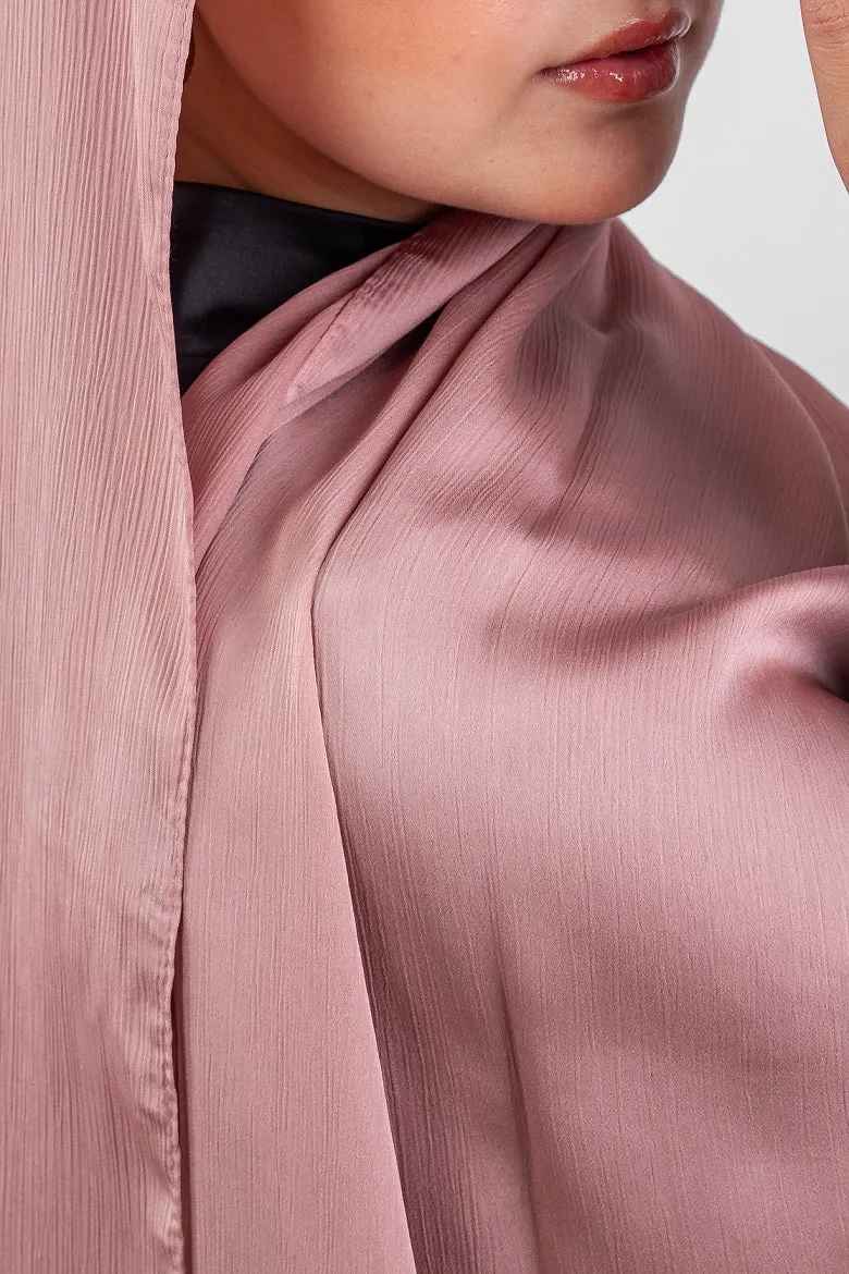 Crinkle Silk Satin Hijab-Pale Pink