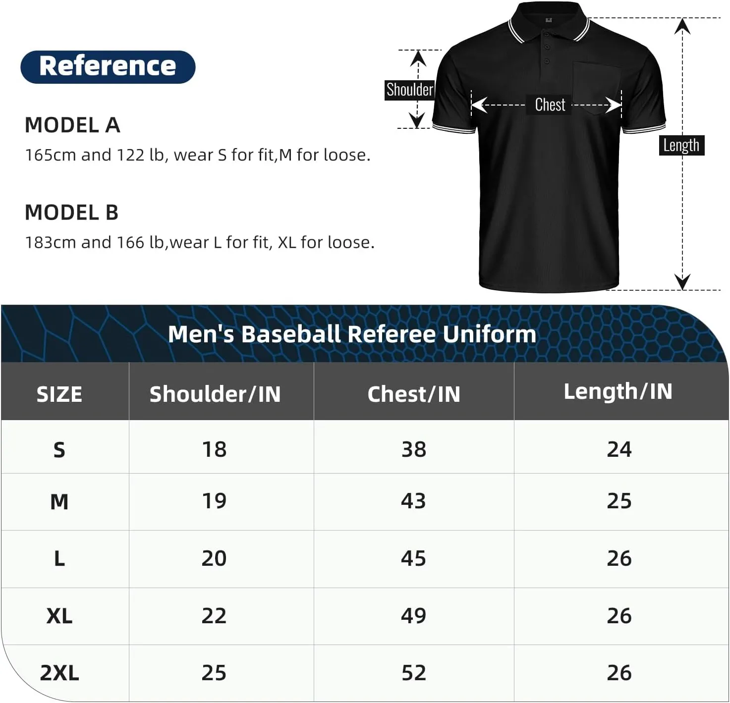 CUTIEHON Men's Baseball Umpire Shirt, Short Sleeve referee Jersey Shirts Sized for umpire chest protector
