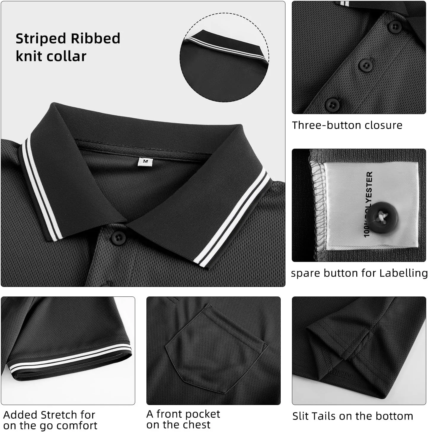 CUTIEHON Men's Baseball Umpire Shirt, Short Sleeve referee Jersey Shirts Sized for umpire chest protector