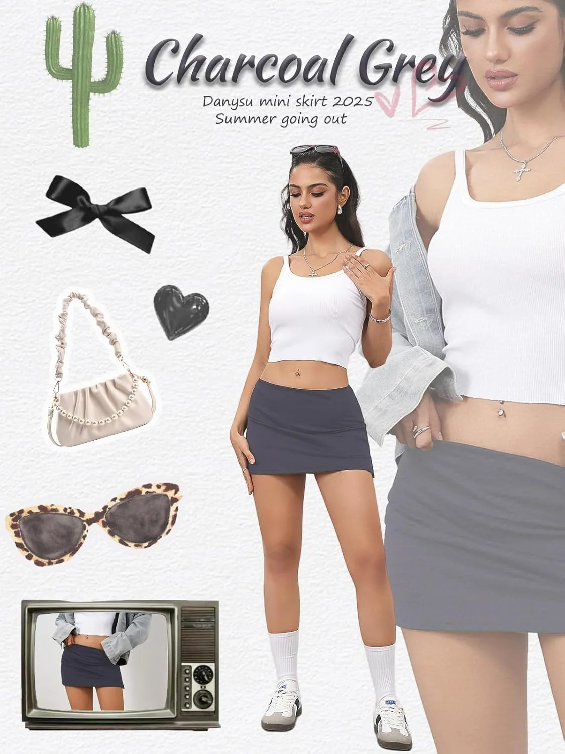 Danysu Stretchy Mini Skorts Mid Waist Skirt with Shorts Side Slit 2025 Sports Daily Going Out Outfits