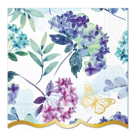 Elegant Hydrangea Gold Foil Paper Luncheon Napkins