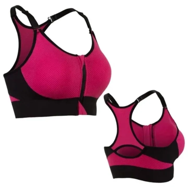 Flourish Front  Push Up Wireless Shockproof Front Zipper Sweat-Absorbing bra, Waistcoat Sports Bra