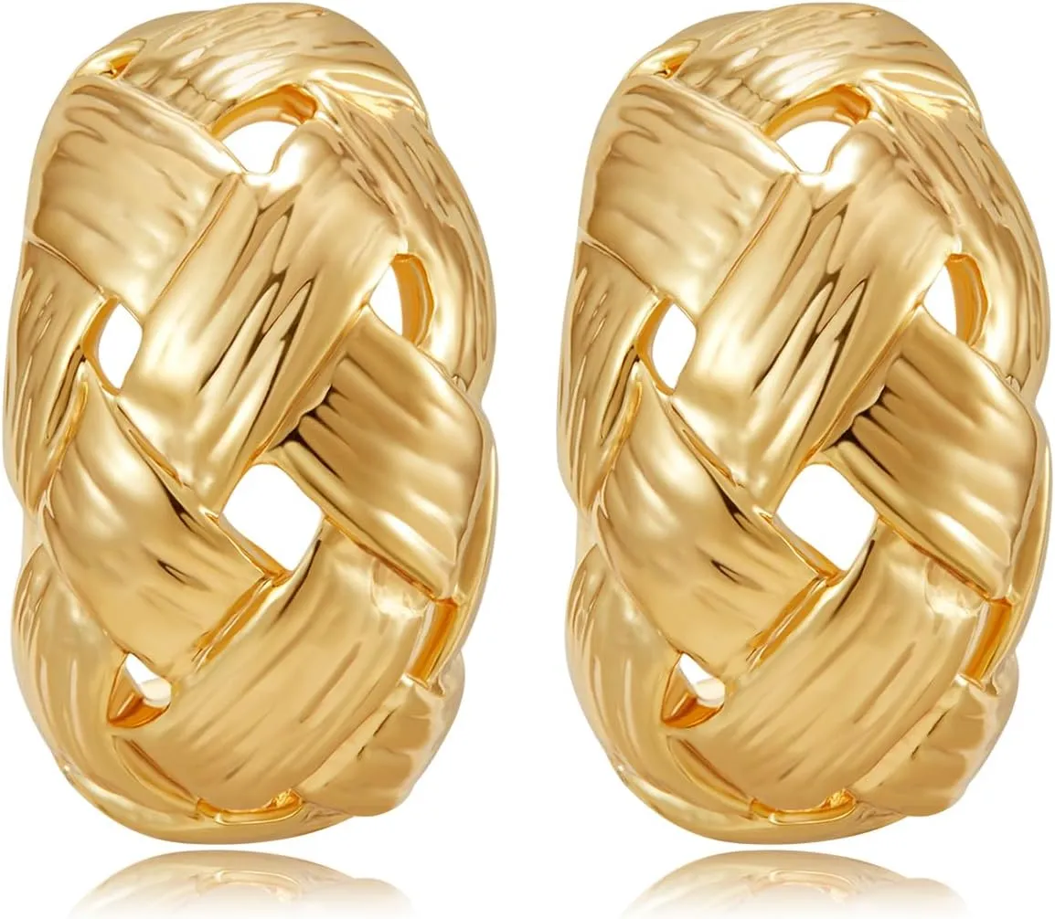 Gold Clip on Earrings for Women Clip on Hoop Earrings Gold Hoop Earrings Clip Non Pierced for Designer Luxury Trendy hypoallergenic Jewelry