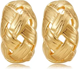 Gold Clip on Earrings for Women Clip on Hoop Earrings Gold Hoop Earrings Clip Non Pierced for Designer Luxury Trendy hypoallergenic Jewelry