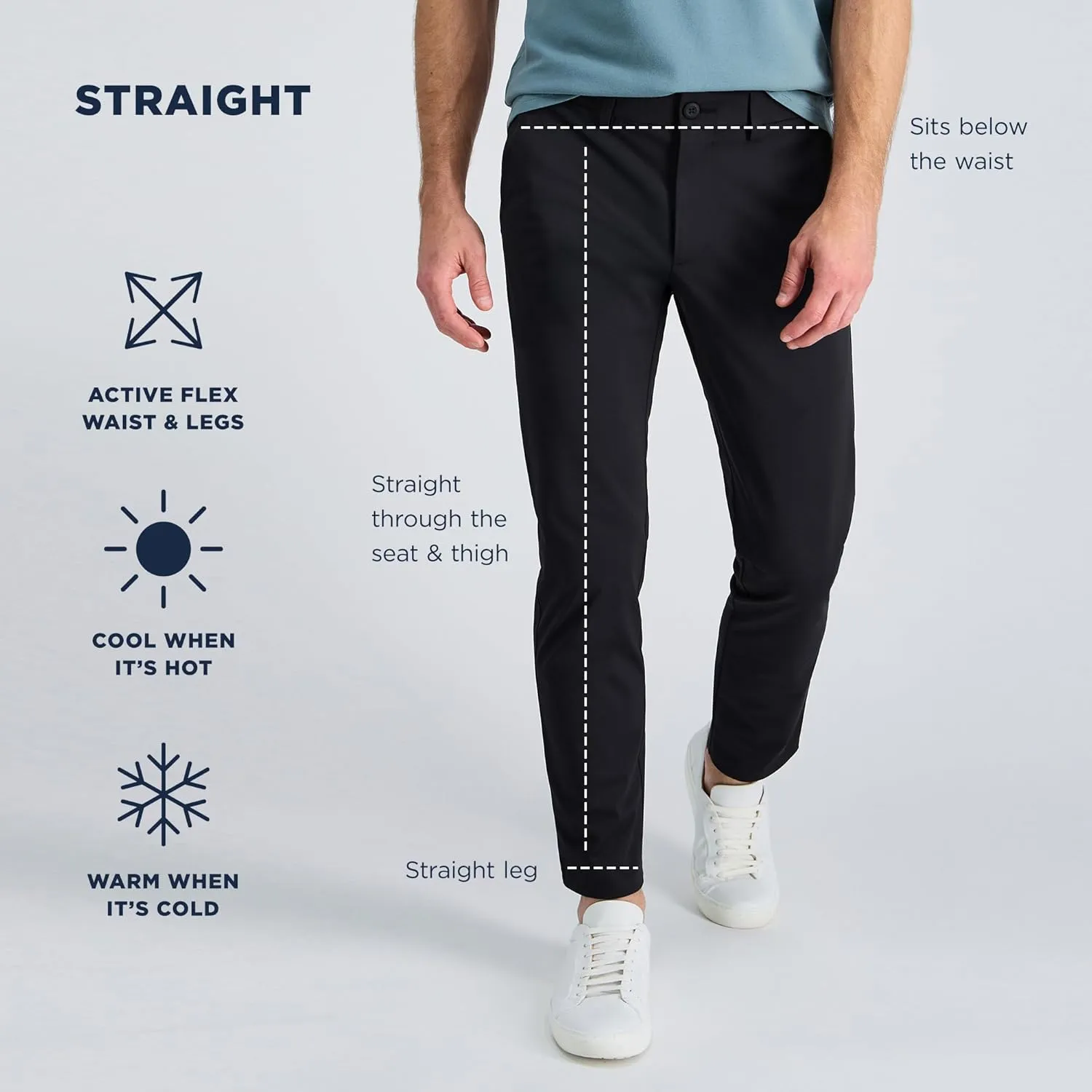 Haggar Men's Sport Travel Performance Straight Fit Flat Front Stretch Casual Pant